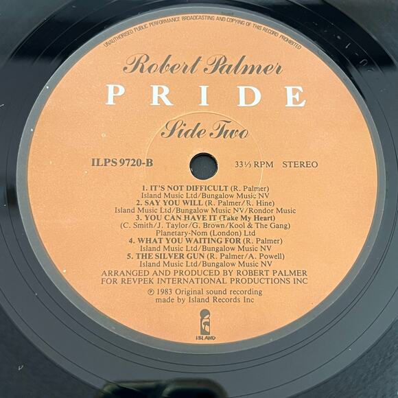 Robert Palmer Pride Vinyl LP 1983 UK Island Records ILPS 9720 - Picture 5 of 7
